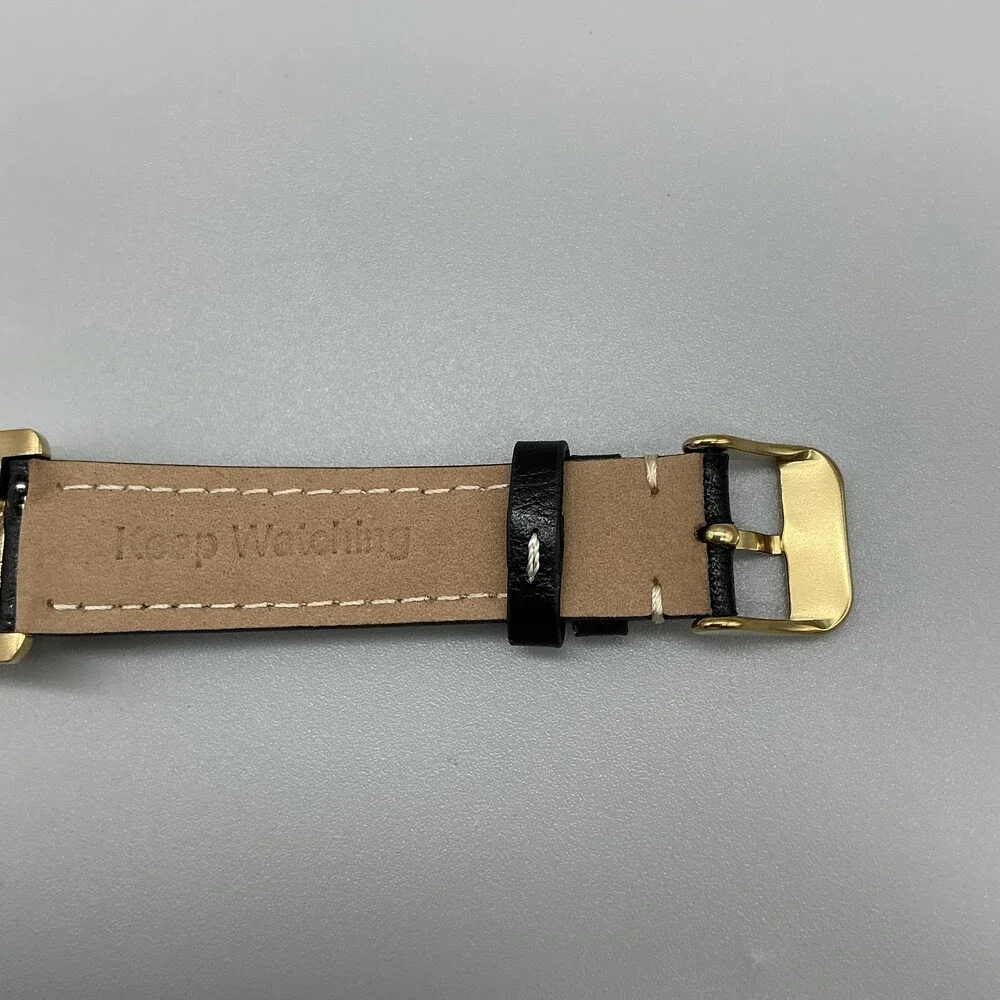 Circa Watch Company Mens Watch 24mm Blue Dial Gold Plated Leather New Battery
